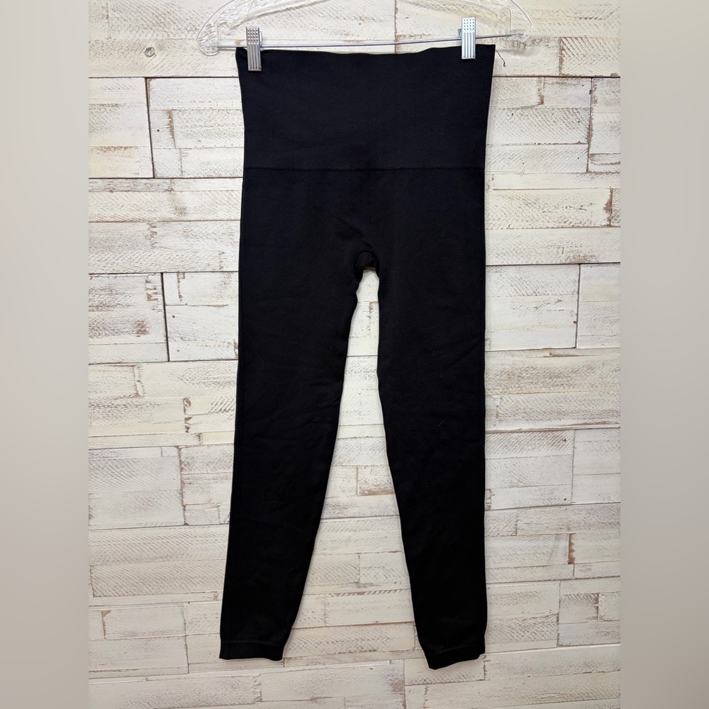 SPANX black leggings large shaping seamless slimming womens